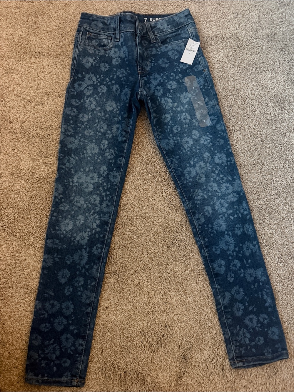 GAP Kids Dark Blue Floral Print Skinny Jeans